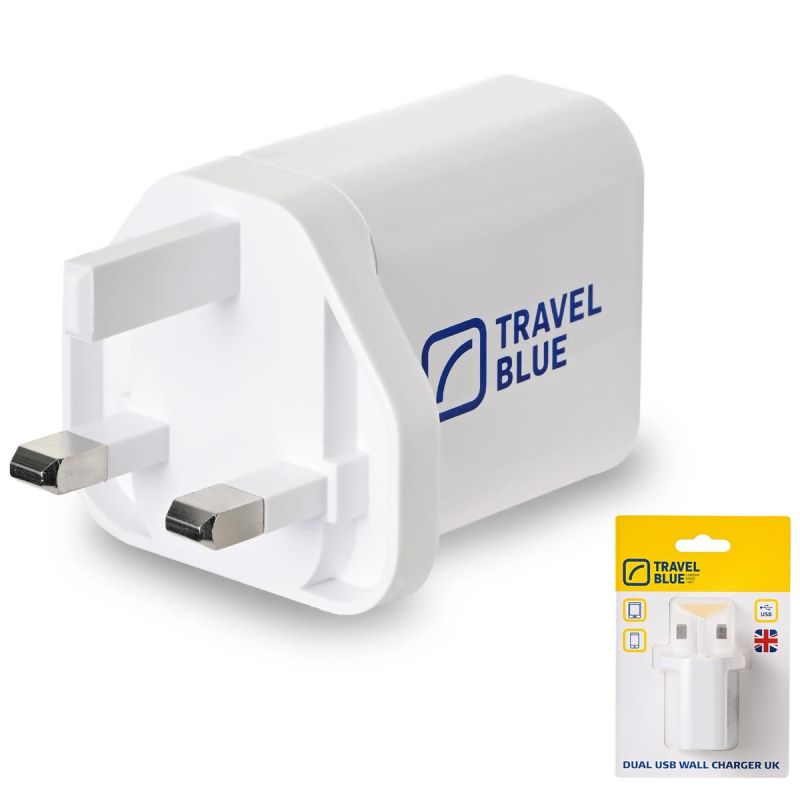 TRAVEL BLUE UK MAINS CHARGER 2 USB