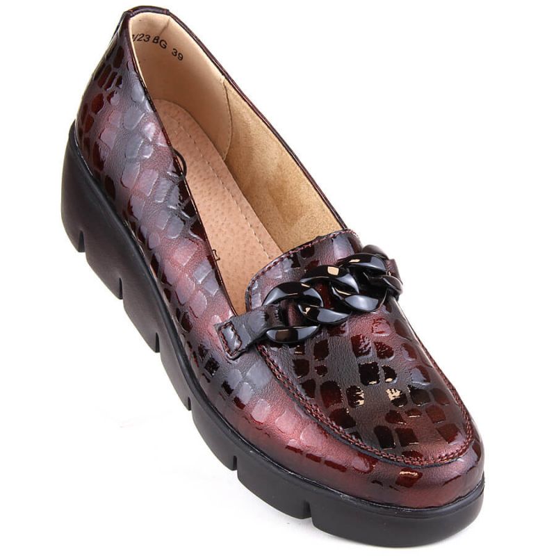 Leather wedge shoes Filippo W PAW364B burgundy