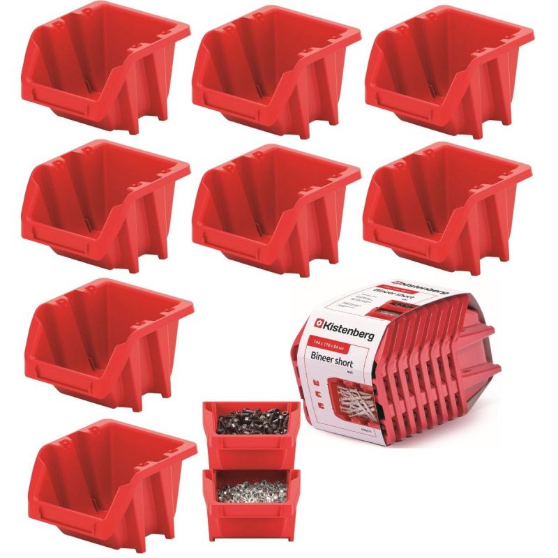 BINEER SHORT WORKSHOP BIN SET 8 PCS RED KISTENBERG
