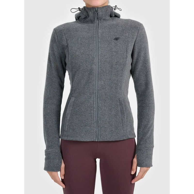 Women's fleece with a hood, zip-up, 4F 4FWAW26TFLEF478-24M