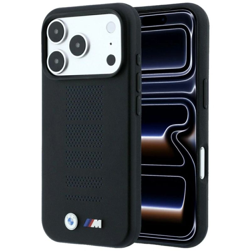 BMW M Blue Perfo Metal Logo MagSafe Case for iPhone 18 Pro / 17 Pro - Black