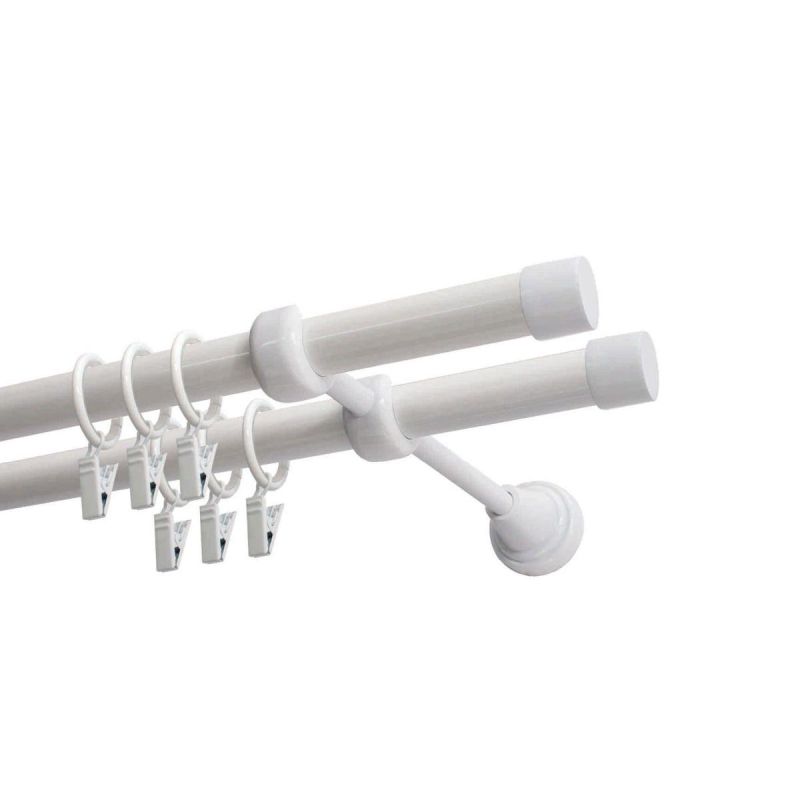 Double Curtain Pole Ø 19 mm White 400 cm LUNA with Rings KOWALSKI