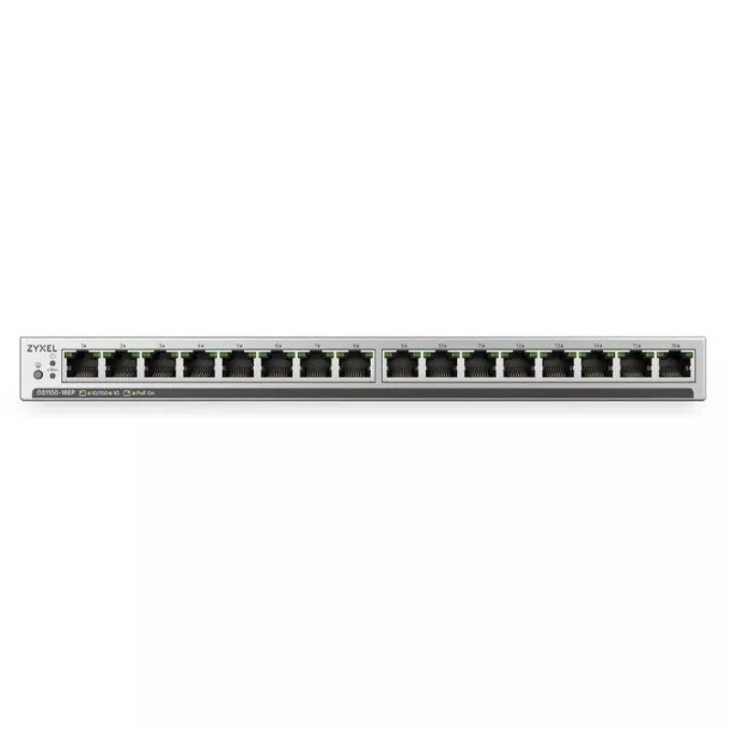 Zyxel GS1100-16EP-EU0101F Switch, 16-port PoE 135W (PoE+:16;), Unmanaged, Fanless, Slim