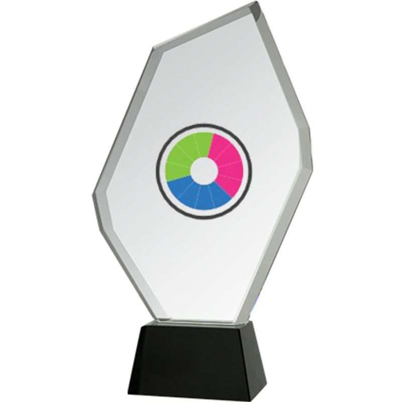 Glass trophy with LuxorJet color print and case