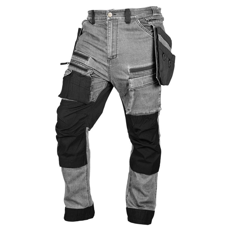 DENIM work trousers, Cordura reinforcements, detachable holster pockets, gray, size XXXL