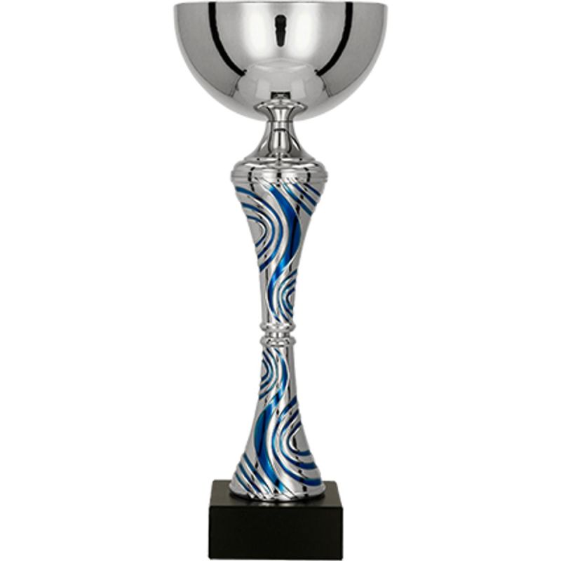 Silver and blue metal cup