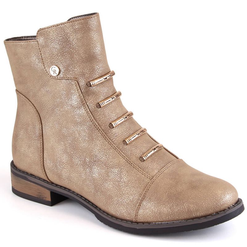 Insulated flat-heeled ankle boots Jezzi W JEZ52H, beige