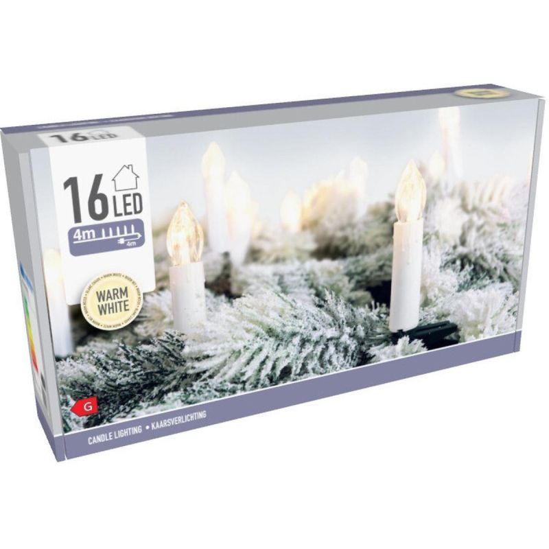 CHRISTMAS TREE LIGHTS LIGHT CHAIN CANDLES 16 LED WARM WHITE