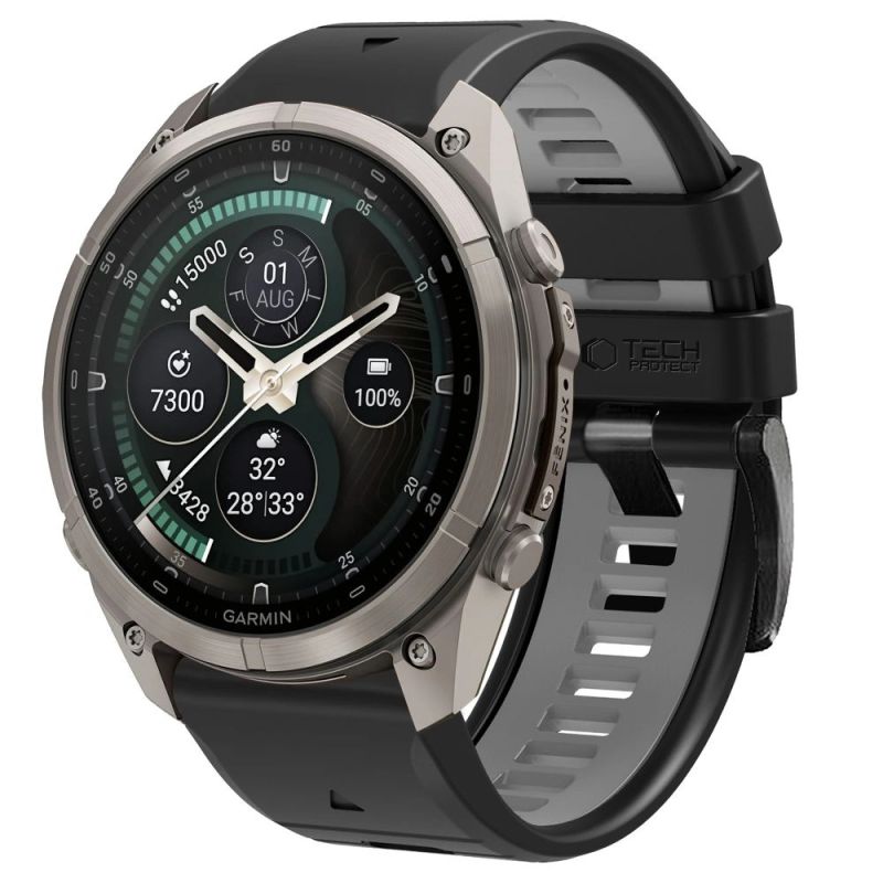 Tech-Protect Iconband Pro Strap for Garmin Fenix 5X / 5X Plus / 6X / 6X Pro / 7X / 8 / 8 Pro / 9 / 9 Pro (51 mm) – Black-Grey