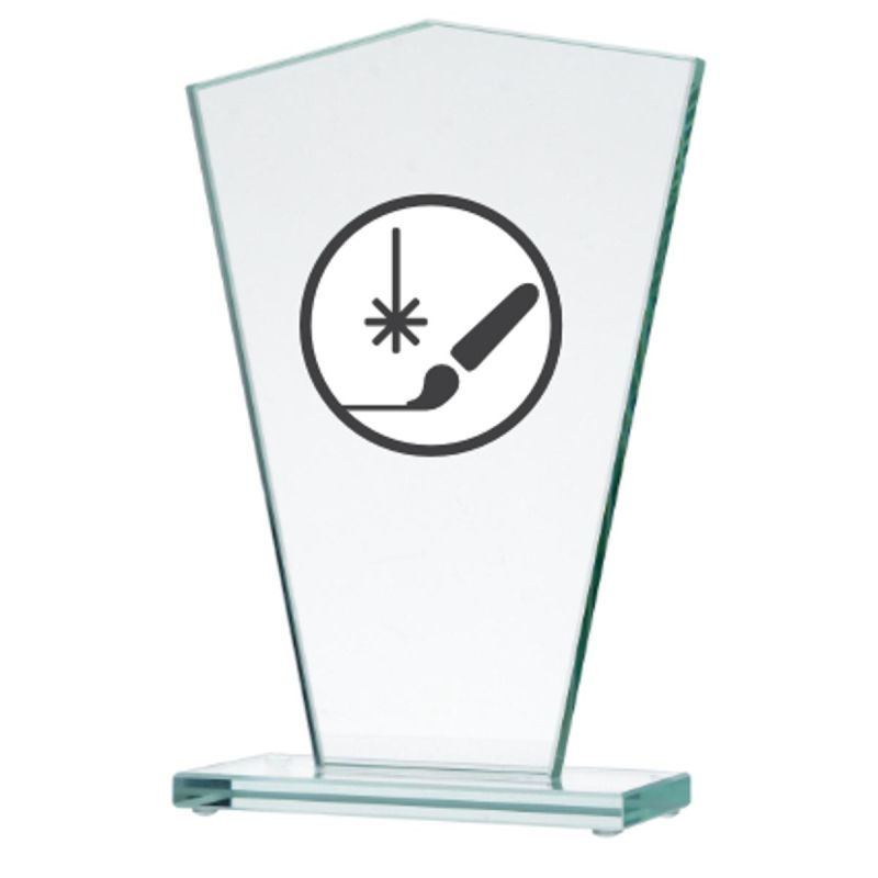 Engraved glass trophy + paint filling
