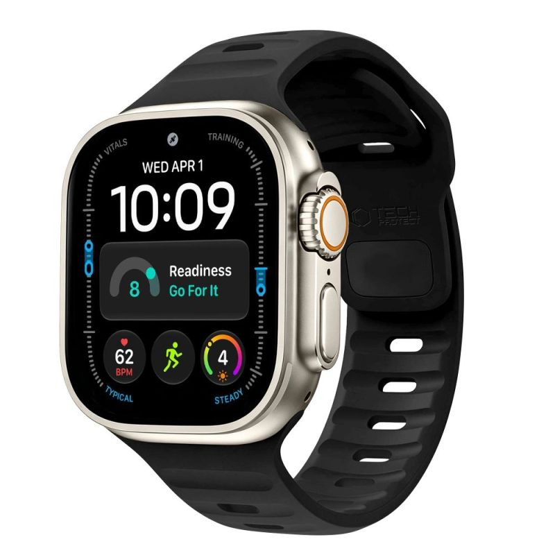 Tech-Protect Silicone Line Strap for Apple Watch 44 / 45 / 46 / 49 mm - Black