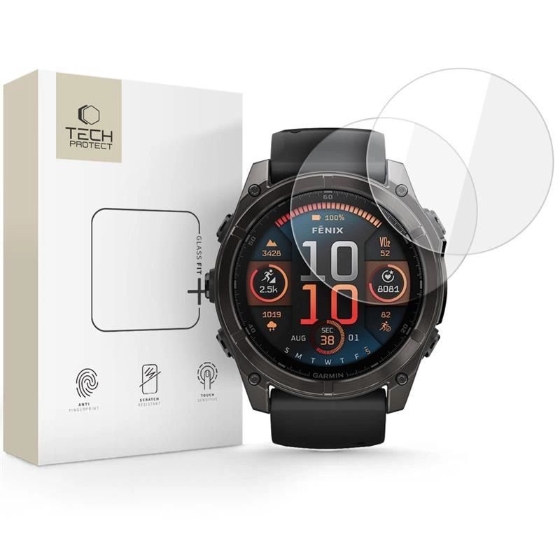 Tech-Protect Glass Fit+ 2-pack tempered glass for Garmin Fenix 8 51mm - clear