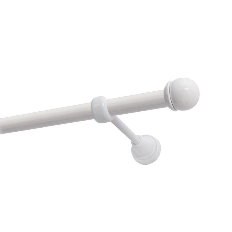 Single Curtain Pole Ø 19 mm, White, 200 cm, Knob MAX KOWALSKI