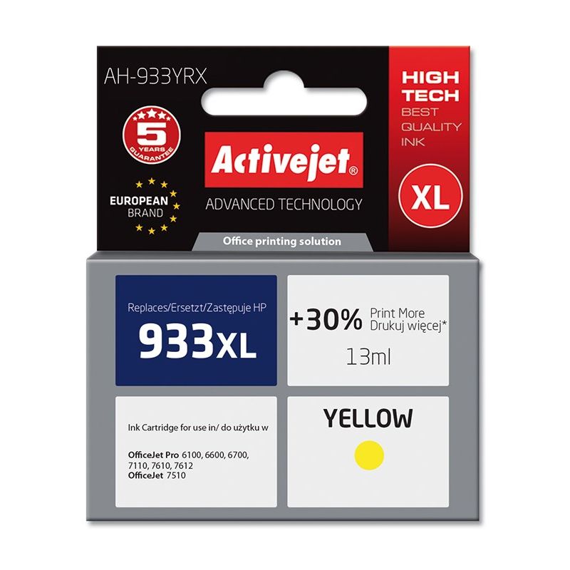 Activejet AH-933YRX Ink (replaces HP 933XL CN056AE; Premium; 13 ml; yellow)