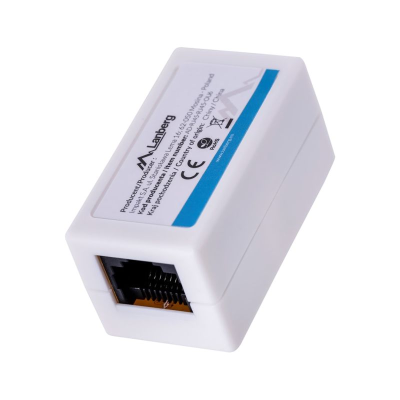 LANBERG NETWORK CONNECTOR 2X RJ45 CAT.6 UTP AD-RJ45-RJ45-OU6