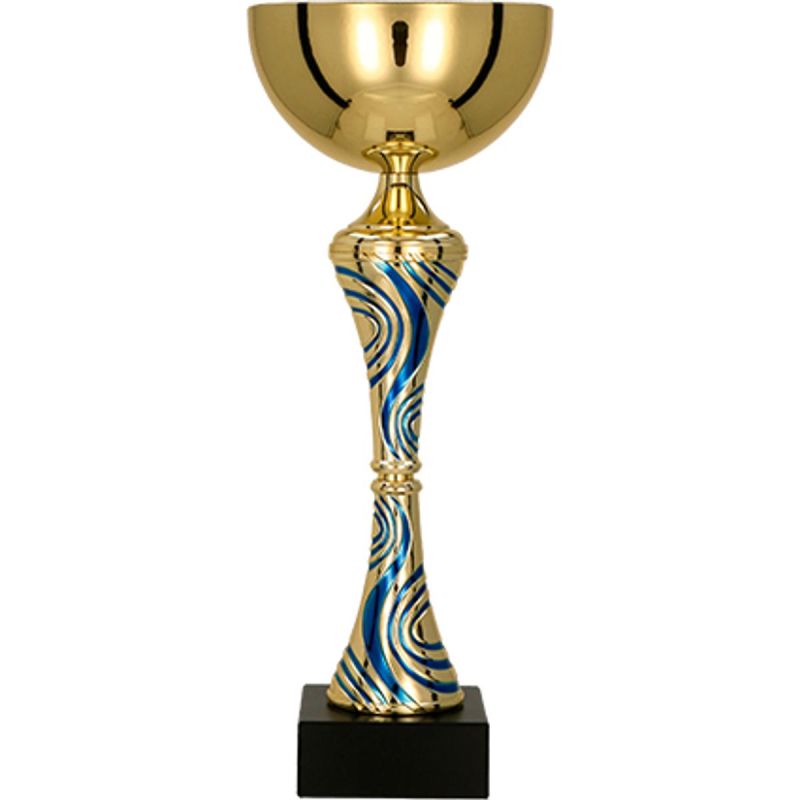 Gold and blue metal cup