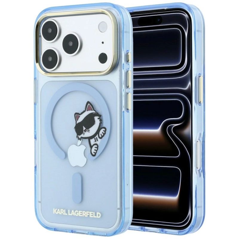 Karl Lagerfeld Peekaboo Logo MagSafe Case for iPhone 18 Pro Max / 17 Pro Max – blue