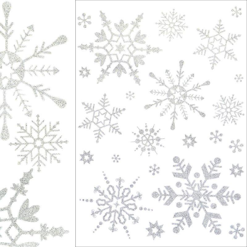 SILVER CHRISTMAS WINDOW STICKERS