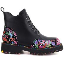 Artiker Stivali leather combat with floral pattern, Artiker