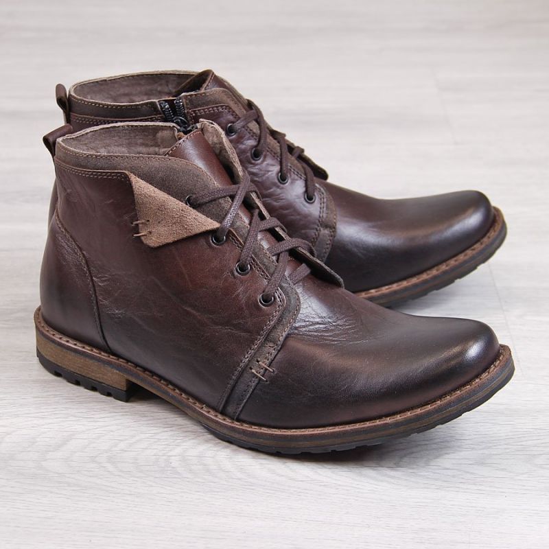 Men's warm leather brown b..
