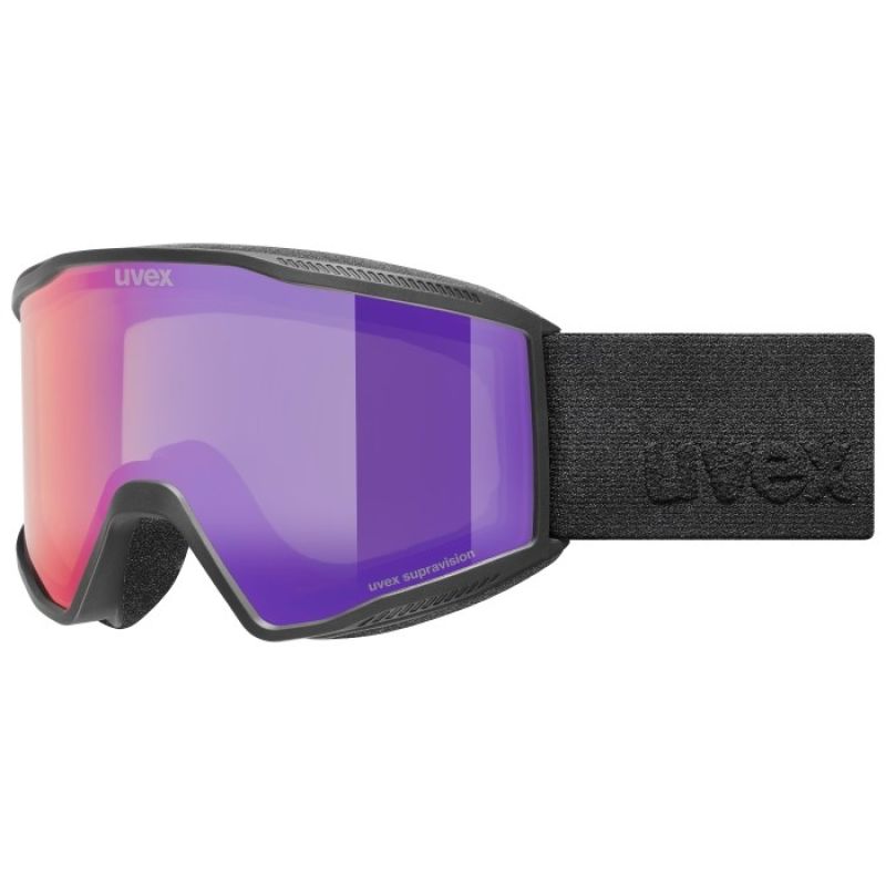 Uvex 5501822130 Ski Goggles Black Unisex, Mirrored Cylindrical (Flat) Lens