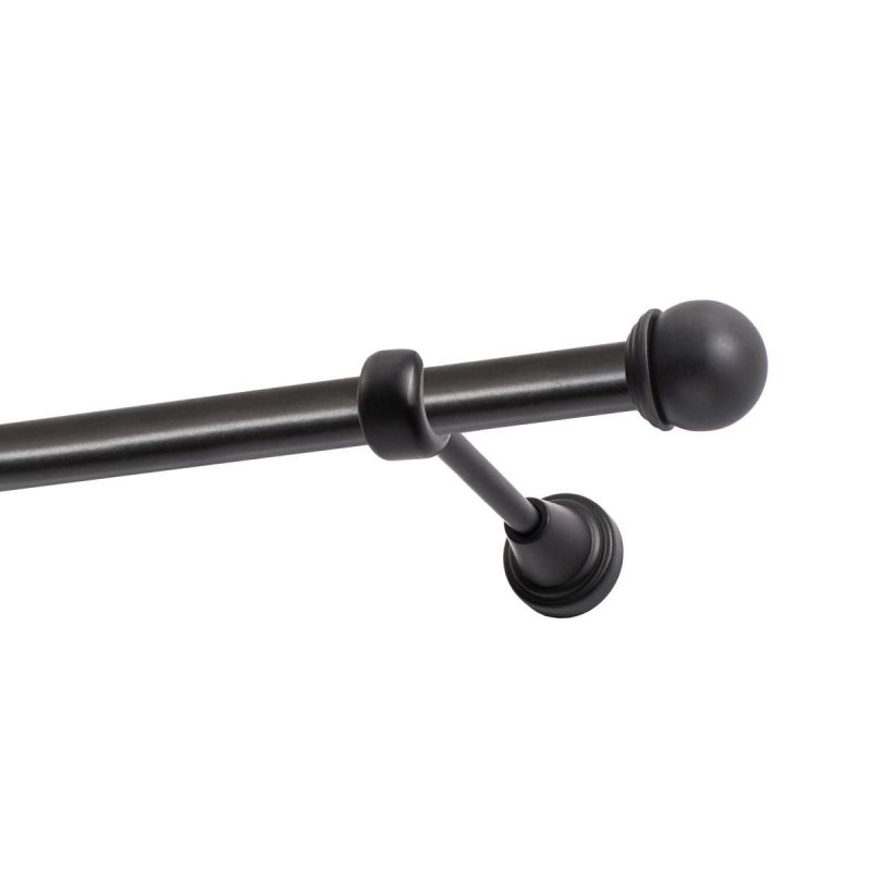 Single Curtain Pole Ø 19 mm, Black, 200 cm, Knob MAX KOWALSKI