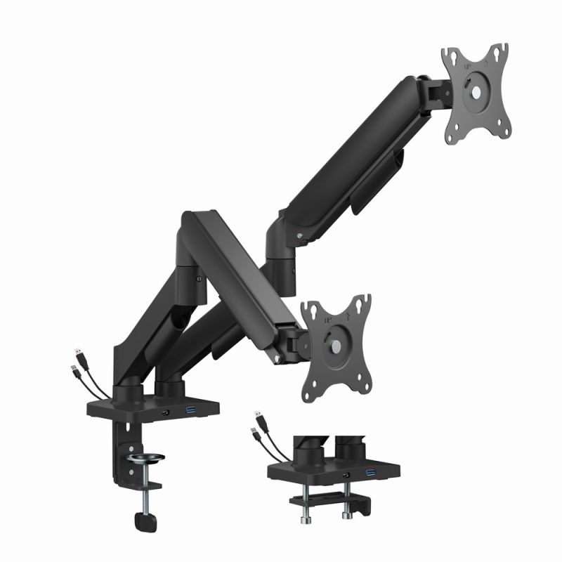 GEMBIRD DESK ARM FOR TWO MONITORS WITH USB PORTS (ADJUSTABLE), FROM 17" TO 32", LOAD UP TO 9 KG