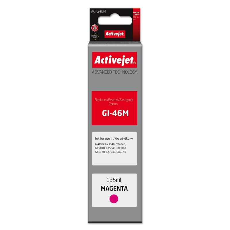 Activejet AC-G46M Ink Bottle (Canon GI-46M replacement; Supreme; 135 ml; red)