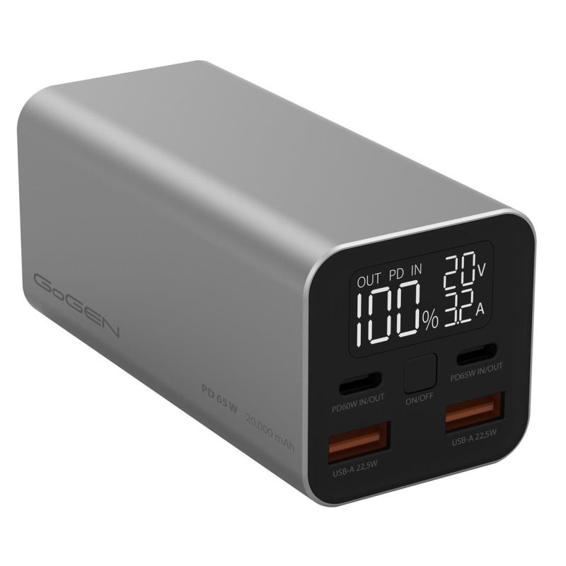 GoGEN PB200009S 20000 mAh PD 65W Power Bank, Silver