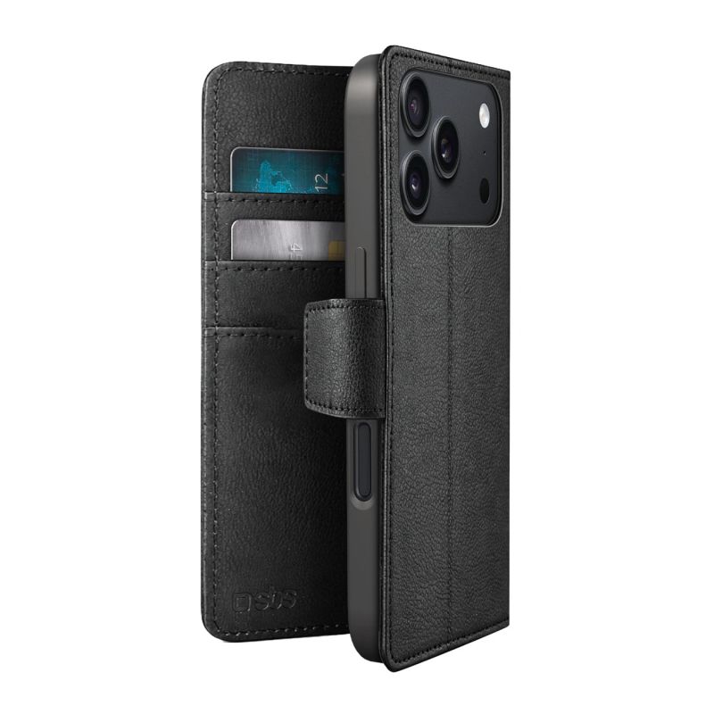 SBS Wallet Classic Case for iPhone 18 Pro Max with Wallet and Stand - Black