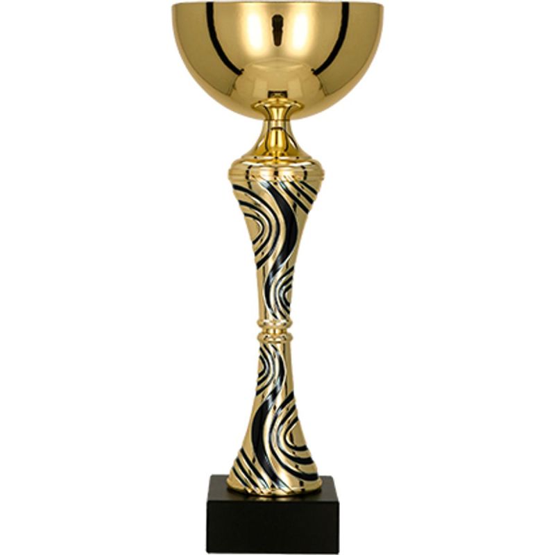 Gold and black metal cup