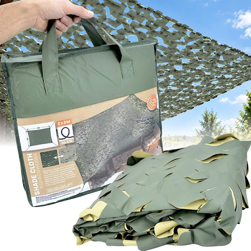 GREEN CAMOUFLAGE GARDEN SUN SHADE SAIL 2 X 3 M