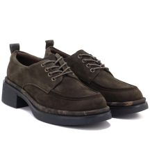 Artiker Chocolate-brown leather block-heel loafers Artiker