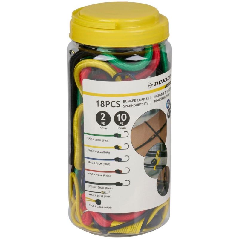 LUGGAGE SECURING RUBBER STRAPS HOOKS 18 PCS DUNLOP
