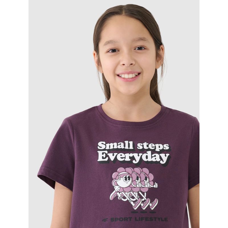 Girls' regular-fit printed T-shirt 4F 4FJRSS25TTSHF2585-50S