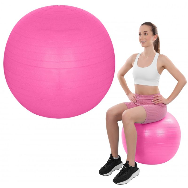 FITNESS BALL 75CM ANTIBURST PINK