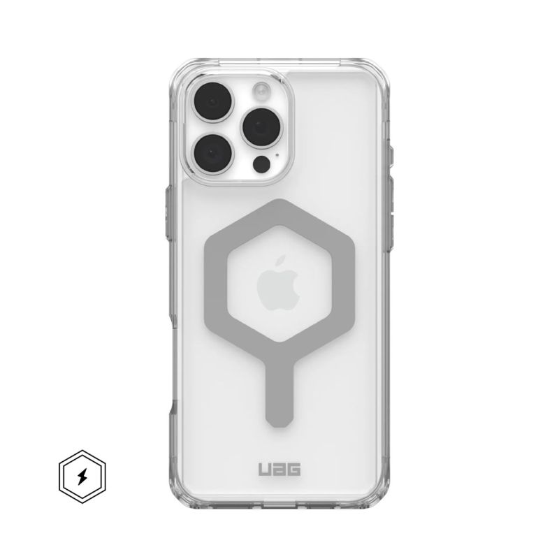 UAG Urban Armor Gear Plyo MagSafe Case for Apple iPhone 16 Pro Max, Ice (Clear)/Silver