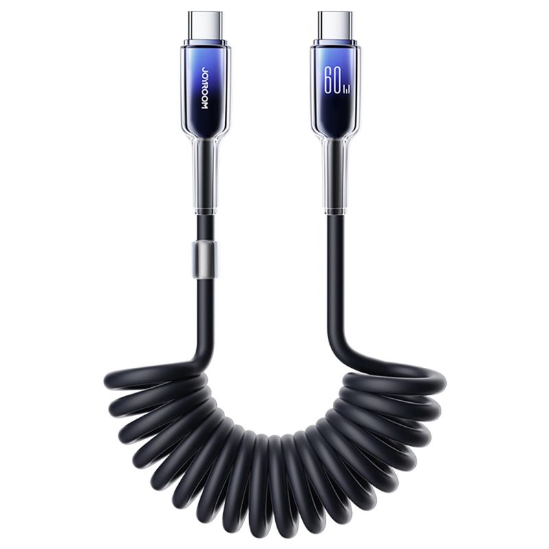 Joyroom S-A43 Crystal-Clear Series 60W USB-C - USB-C spiral cable 1.5m - black