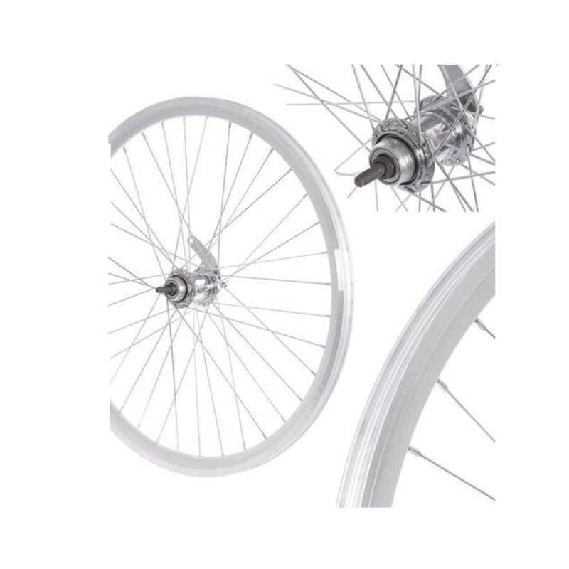 24" Rear Wheel with Coaster Brake Hub, Cone, Silver/Silver