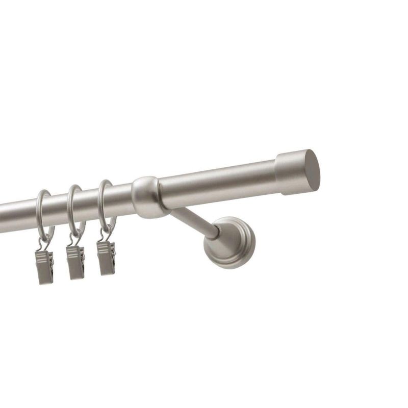 Single Curtain Pole Ø 19 mm Satin Chrome 160 cm LUNA with Rings KOWALSKI