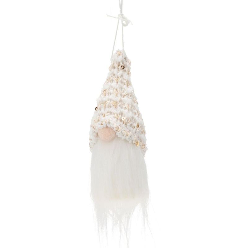 DECORATIVE PENDANT SANTA CLAUS 11CM WHITE SEQUINS