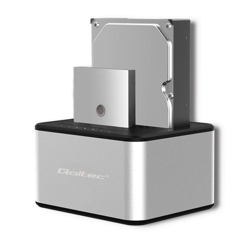 QOLTEC Dual-Bay Docking Station for 2 HDDs/SSDs 2x 2.5"/3.5" SATA | USB 3.0 | CLONING