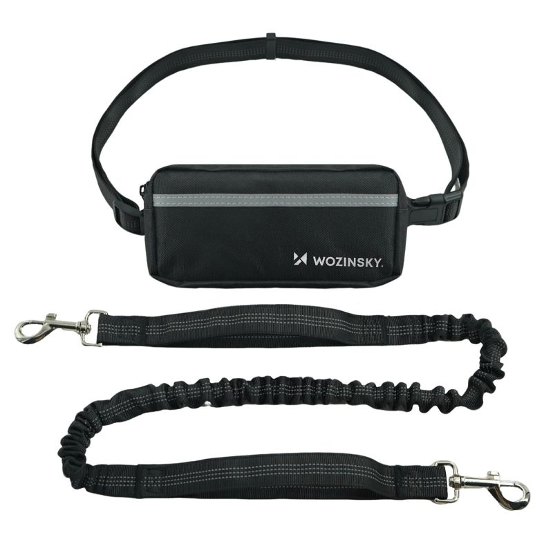 Wozinsky WPST-01 Hip Belt with Pouch and Elastic Leash for Running with a Dog - Black