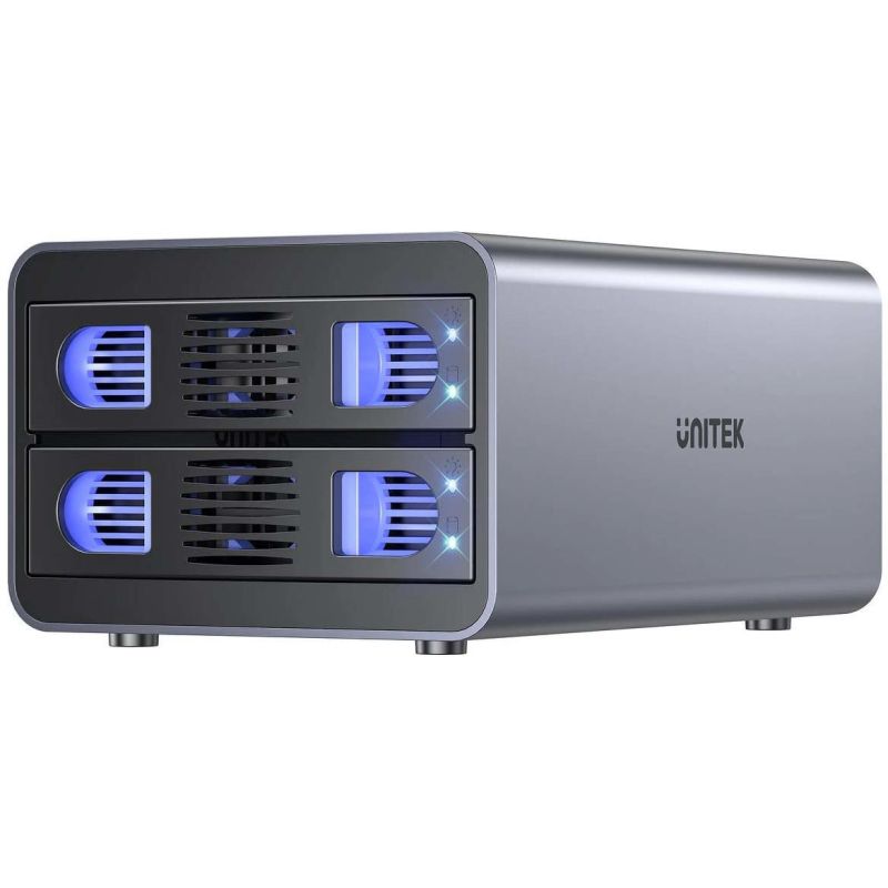 Unitek RAID enclosure for 2.5"/3.5" SATA drives, 4 modes, 40 TB, USB-C 10 Gb/s