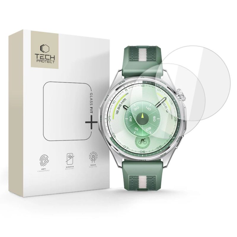 Tech-Protect Glass Fit+ 2-pack tempered glass for Huawei Watch GT 6 46mm - transparent