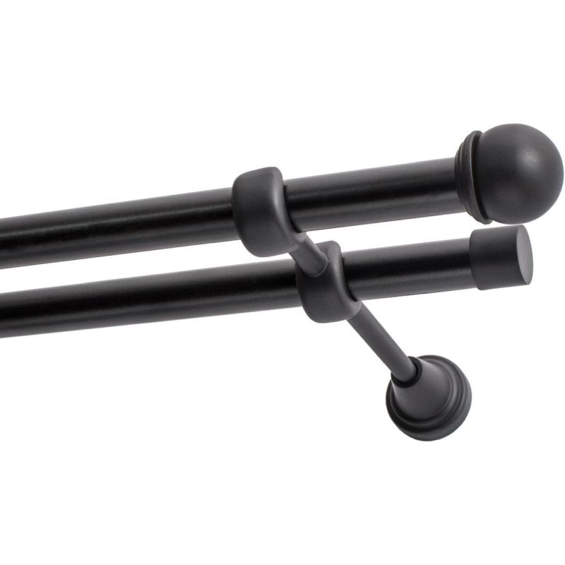 Double Curtain Rod Ø 19 mm, Black, 400 cm, Knob MAX KOWALSKI