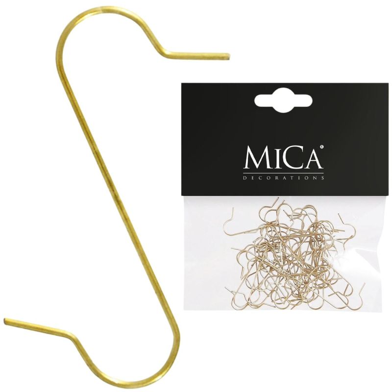 METAL HOOKS FOR CHRISTMAS BAUBLES 50 PCS GOLD MICA