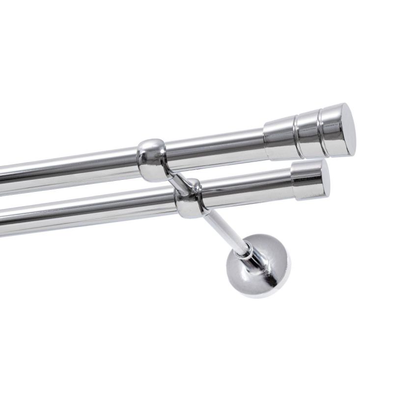 Double Curtain Rod Ø 19 mm, Chrome, 200 cm, Forged Cone