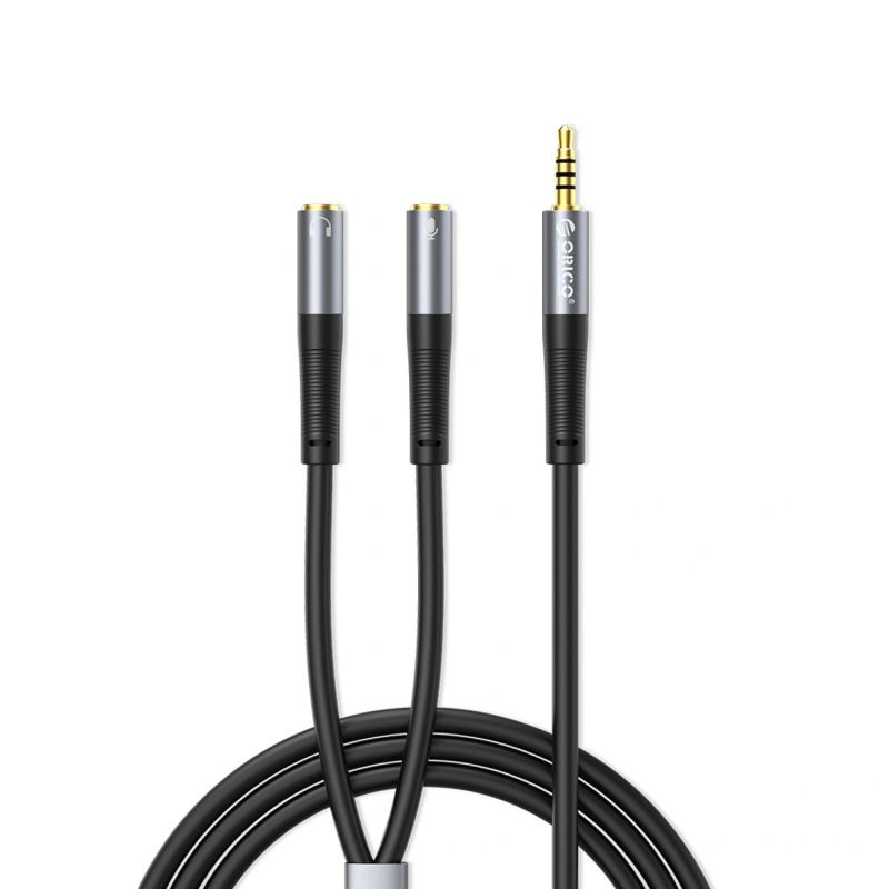 Orico AX2 audio adapter mini jack 3.5 mm headphone and microphone splitter 1 m - black