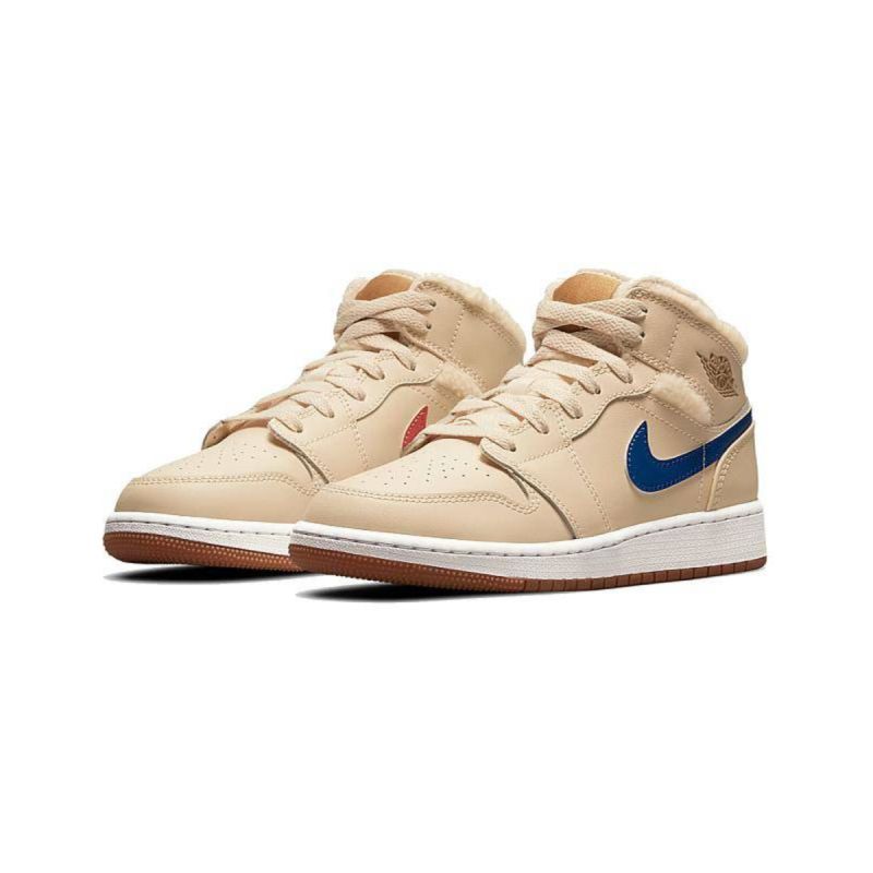 Air Jordan 1 Mid Fleece Pearl White GS Winter Shoes - DO2207-264